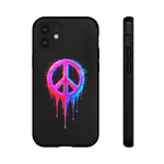 Glitch Peace Sign Phone Case, RGB Melt Digital Art Tough Cover, Gift