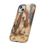 Guilty Basset Hound Phone Case, Muddy Watercolor Art Cover