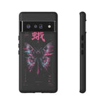 Glitch Moth Wings Art Tough Phone Case - Pink Cyan on Black