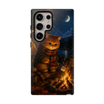 Campfire Cat Phone Case, Marshmallow Night Painterly Cover