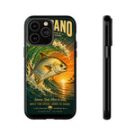 Golden Pompano Fish Phone Case | Coastal Sunset Surf Illustration