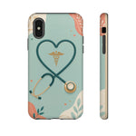 Stethoscope Heart Phone Case, Nurse Icon Teal Cover