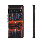 Orange Supra Phone Case, Neon City Night JDM Sports Car Tough Cover