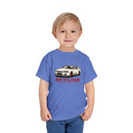 Skyline R34 GT-R Toddler T-Shirt – JDM White Car with Red Wheels Graphic