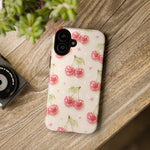 Pink Cherry Pattern Phone Case | Cute Retro Fruit Design