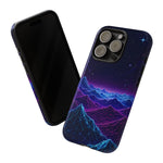 Retro Neon Mountains Phone Case | Vaporwave Galaxy Landscape