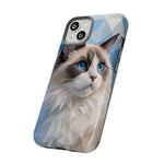 Ragdoll Cat Polygon Portrait Tough Phone Case - Blue Cream