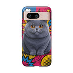 British Shorthair Round Pop Art Tough Phone Case