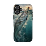 Striped Bass Phone Case, Sunset Topwater Strike Cover for Anglers