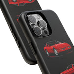 C4 Corvette Art Phone Case Red, Three-View Vector Cover, Gift