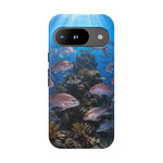 Snapper Reef Phone Case, Sunlit School Ocean Fishing Tough Cover