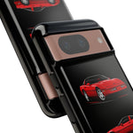 C4 Corvette Art Phone Case Red, Three-View Vector Cover, Gift