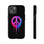 Glitch Peace Sign Phone Case, RGB Melt Digital Art Tough Cover, Gift