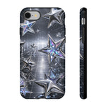 Holographic Silver Stars Grid phone case | Tough Cover