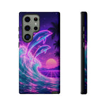 Neon Dolphin Ocean Vaporwave Art Tough Phone Case