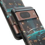 Vintage Teal 1957 Bel Air Classic Car Tough Case | Retro Rainy City Phone Cover