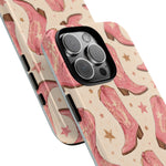 Pink Cowboy Boots phone case | Western pattern | Pastel stars