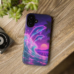 Neon Dolphin Ocean Vaporwave Art Tough Phone Case