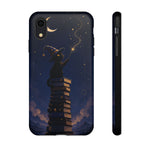 Starry Wizard Cat on Books phone case