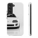 White MK4 Supra Phone Case, Retro 90s JDM Tough Cover for Car Enthusiasts