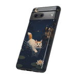 Turkish Van Swimming Cat Tough Case | Whimsical Night Pond, Lily Pads, Ducks