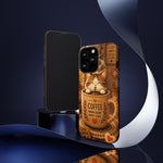 Coffee Cat Phone Case, Cozy Morning Folk Art Cover, Gift