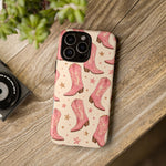 Pink Cowboy Boots phone case | Western pattern | Pastel stars
