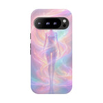 Pastel Aura Phone Case, Swirling Silhouette 3D Cover, Gift