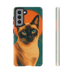 Siamese Cat Retro Halftone Portrait Case - Orange Teal Print