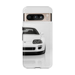 White MK4 Supra Phone Case, Retro 90s JDM Tough Cover for Car Enthusiasts