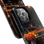 Orange Cuda Phone Case, Rainy City Night Muscle Car Tough Cover