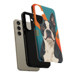 Boston Terrier Pop-Art Portrait Tough Phone Case - Teal Orange