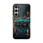 Vintage Teal 1957 Bel Air Classic Car Tough Case | Retro Rainy City Phone Cover