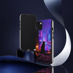 Lo-Fi Cat Neon Rain Window Vaporwave Art Tough Phone Case