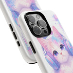 Pastel Cat Phone Case, Headphones Glitch Color Block Cover