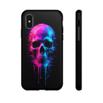 Neon Glitch Skull Phone Case, Dripping Paint Scanline Cover