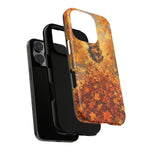 Yorkshire Terrier Jumping in Autumn Leaves Tough Case | Fall Dog Phone Cover