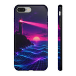 Neon Lighthouse Grid Ocean Art Tough Phone Case