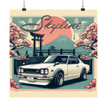 Hakosuka Skyline GT-R Poster JDM Classic Car Mt Fuji Cherry Blossom