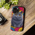 British Shorthair Round Pop Art Tough Phone Case
