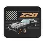 Z28 Muscle Car Mouse Pad – Black & Gold Camaro Retro American Flag Design, Non-Slip Rubber Base