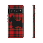 Scottish Terrier Silhouette Plaid Art Tough Phone Case