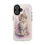 Maine Coon Watercolor Heart Phone Case Watercolor Kitten Art Gift