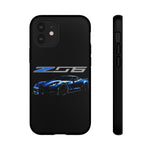Blue C7 Z06 Sports Car Tough Phone Case Track Style Cover Gift