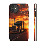 Classic Semi Truck Sunset Highway Phone Case Tough Case