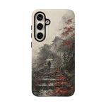 Autumn Temple Steps phone case | Japanese watercolor landscape cover