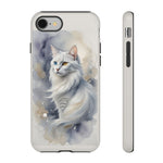 Turkish Angora Cat White Silk Portrait Art Tough Phone Case