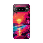 Neon Sunset Beach Radiant Vaporwave Phone Case – Tropical Aesthetic