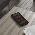 C3 Corvette Line Art Phone Case, Glowing Orange Three-View