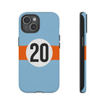 Copy of Blue Orange Number 20 Retro Racing Stripe Tough Phone Case Cover
